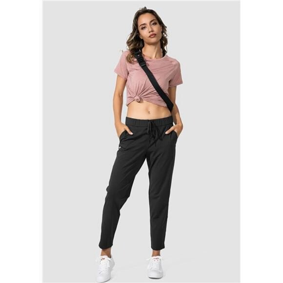 Women's Pants with Deep Pockets 7/8 Stretch Ankle Sweatpants - Picture 5 of 7